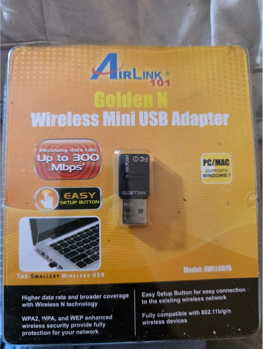 AirLink 101 Golden N Wireless Mini USB Adapter Model AWLL6075